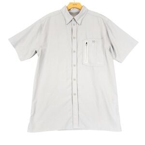 Gillz Mens Short Sleeve Fishing Shirt Gray Ventilated Performance Button Down M